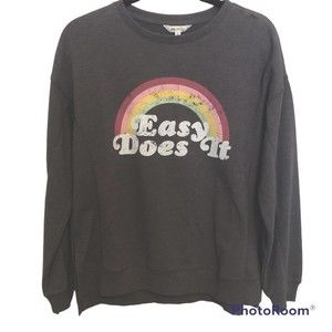 Wildfox Statement Sweatshirt Gray Distressed Easy Does It